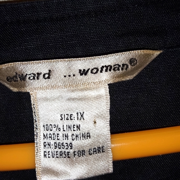 100% Linen Button Down long sleeve Top Black Color Size 1XL - Picture 6 of 9